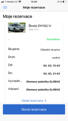 CARSHARING - aplik�cia - Moje rezervace