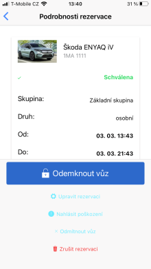 CARSHARING - aplik�cia - Podrobnosti rezervace