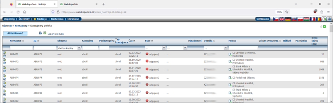 webdispe�ink - monitoringu kontajnerov
