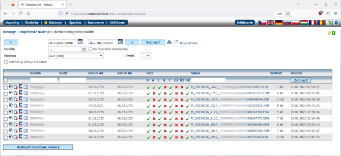 S�bory vy��tan� z digit�lneho tachografu